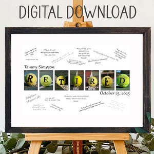 Druckbare Download, personalisierte Tennisspieler Ruhestand Party Gästebuch Alternative, Geschenk für Tennis-Fan, Coworker Abschied Abschied