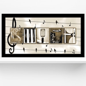Customizable Vintage Music-Themed Name Sign | Framed Letter Photography Letters Wall Decor