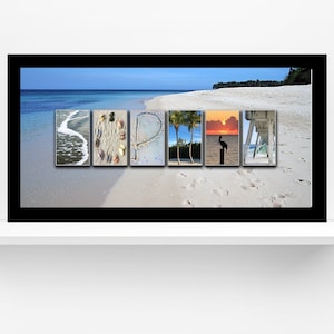 Custom Name Beach Letter Art Decor, Personalized Gift, Beach Print, Customized Last Name Wall Art