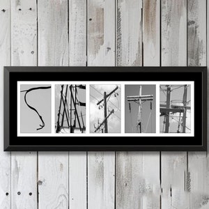 Lineman Personalized Black and White Last Name Letter Photography Sign, Custom Power Lineman Gift