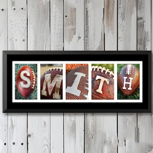 Football Personalized Last Name Letter Photography Sign, Custom Football Fan Gift For Men, Fathers Day, Football Player Birthday, Coach Gift