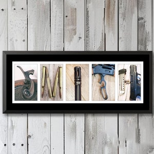 Personalized Name Gun Art Sign, Guns and Ammo, Gun Owner Décor, Gun Enthusiast, 2nd Amendment, Veteran Gift Idea, Hunter Man Cave, Gun Lover