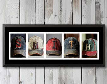 Personalized Baseball Hat Name Sign, Custom Sports Decor