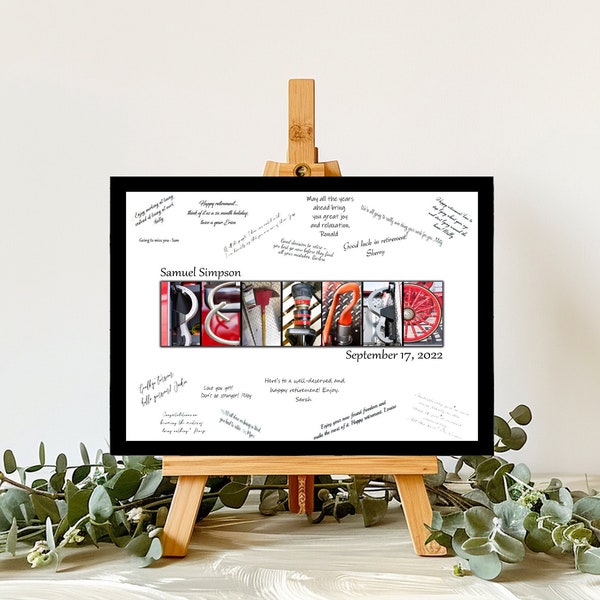 Personalized Retired Firefighter Guest Book Alternative, Firefighter Retirement Party, Thin Red Line Gift