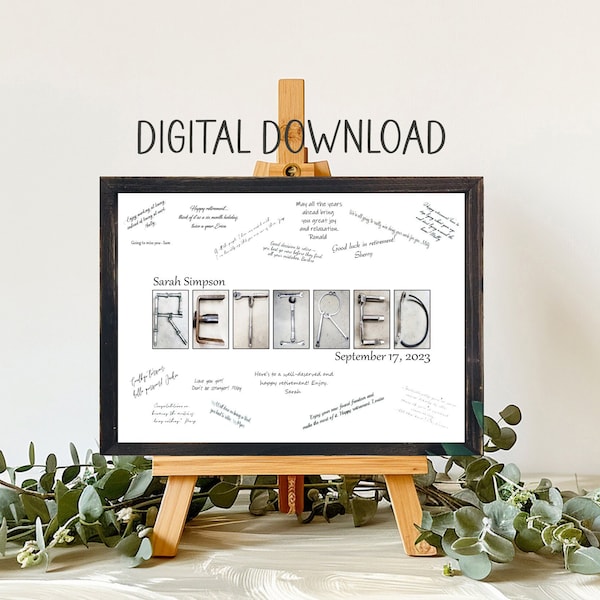 Printable Download Auto Mechanic Tools Retired Guest Book Alternative, Signature Board, Coworker Goodbye Party, Digital Download for Men