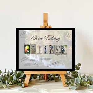 Fishing Retirement Alternative Guestbook Signature Gift, Gone Fishing, Coworker Retired, Fishing Gift for Men, Signature Board