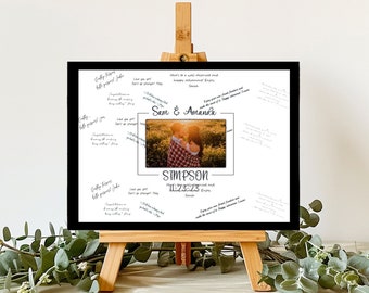 Personalized Wedding Couple Photo Unique Alternative Guest book, Wedding Welcome Sign, Custom Photo Guestbook, Framed Wedding Signatures