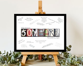 50 Years Birthday Card Unique Alternative Guest Book Keepsake, All Ages Available, 50 Year Anniversary Party, Workplace Anniversary