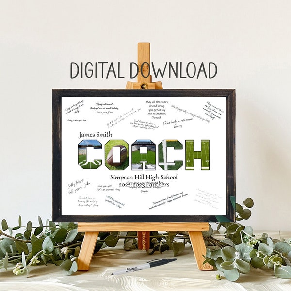 Digital Download, Football Coach, Team Signature, Guest Book Alternative, End of Season Gift, Assistant Coach, Coaching Staff