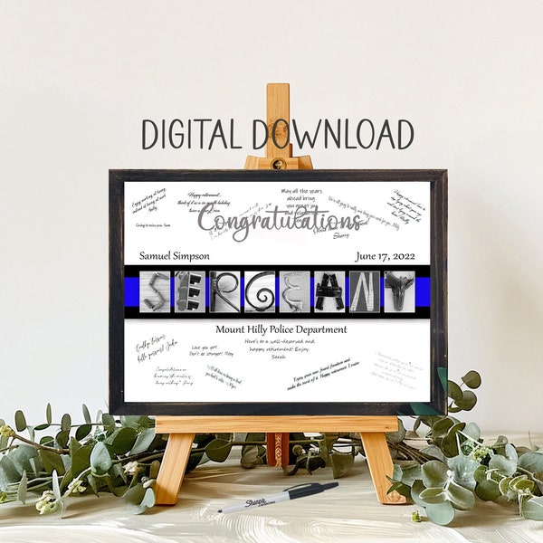 Digital Download Police Sergeant Guest Book Sign In, Thin Blue Line, Guest Book Alternative Idea, Police Party Décor, Promotion New Job