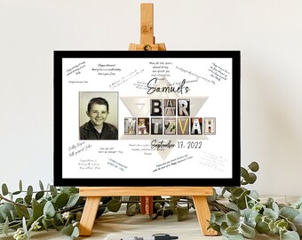 Bar Mitzvah Party, Custom Guest Book Alternative Unique, Bar Mitzvah Sign Board, Mazel Tov Custom, Bar Mitzvah Sign In Board, Personal Photo