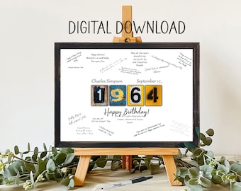 Printable Download Milestone Year Birthday and Annoversary Alternative Guest Book, All Years Available