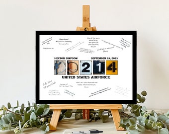 Personalized DD214 Retired Military Guest Book Alternative, Retiring Solider Gift Idea, Retirement Party Guest Sign In