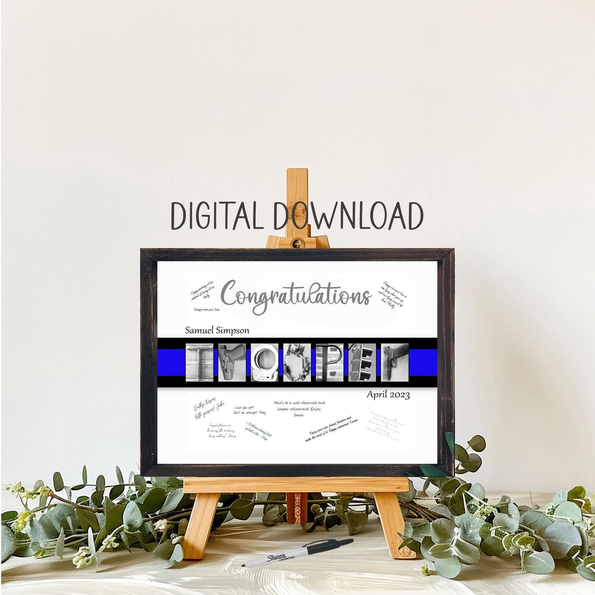 Printable State Trooper Congratulations Unique Alternative Guestbook, Thin Blue Line Sign, Police Officer Gift, Promotion or Retirement