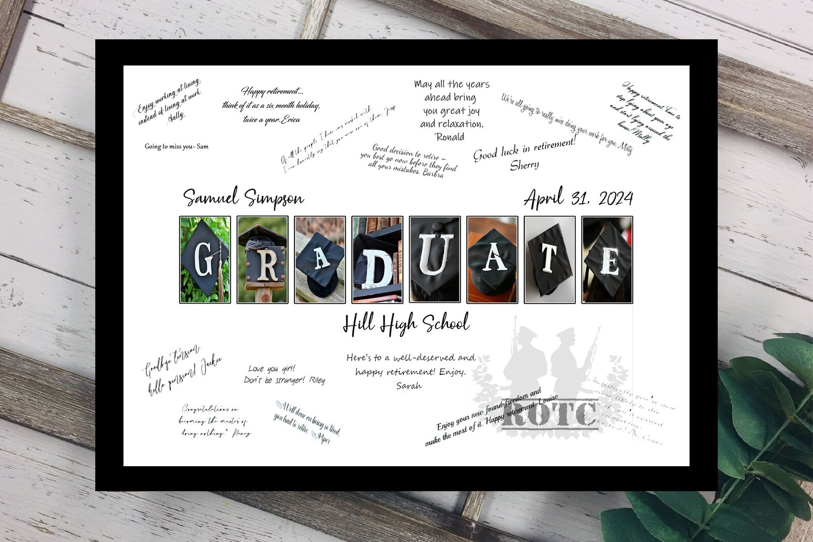 Personalized College ROTC Graduation Unique Alternative Guestbook ...