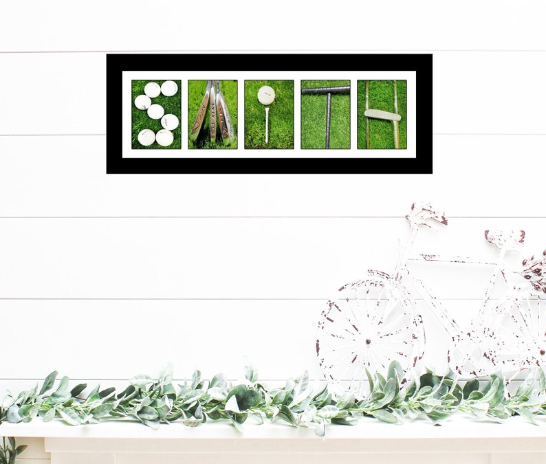 Golf Personalized Family Name Letter Photography Framed Sign 