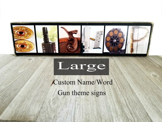 Large Custom last name gun art alphabet photography sign Gun | Etsy