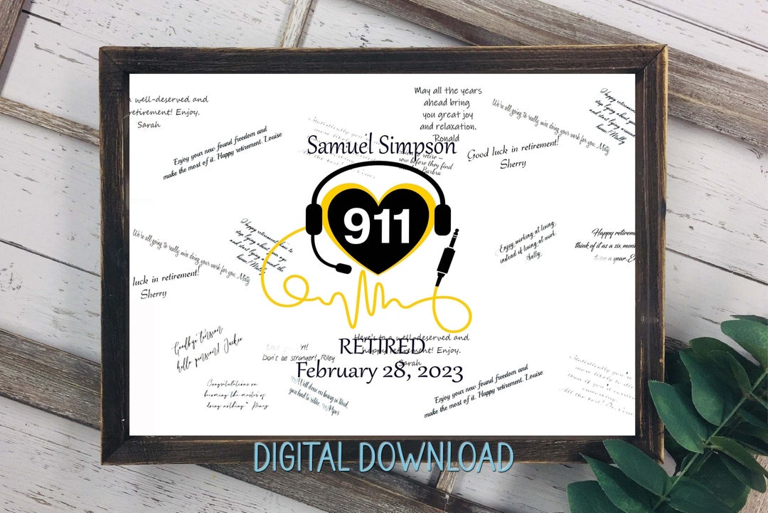 Printable Download911 Dispatcher Retirement Guest Book Thin - Etsy
