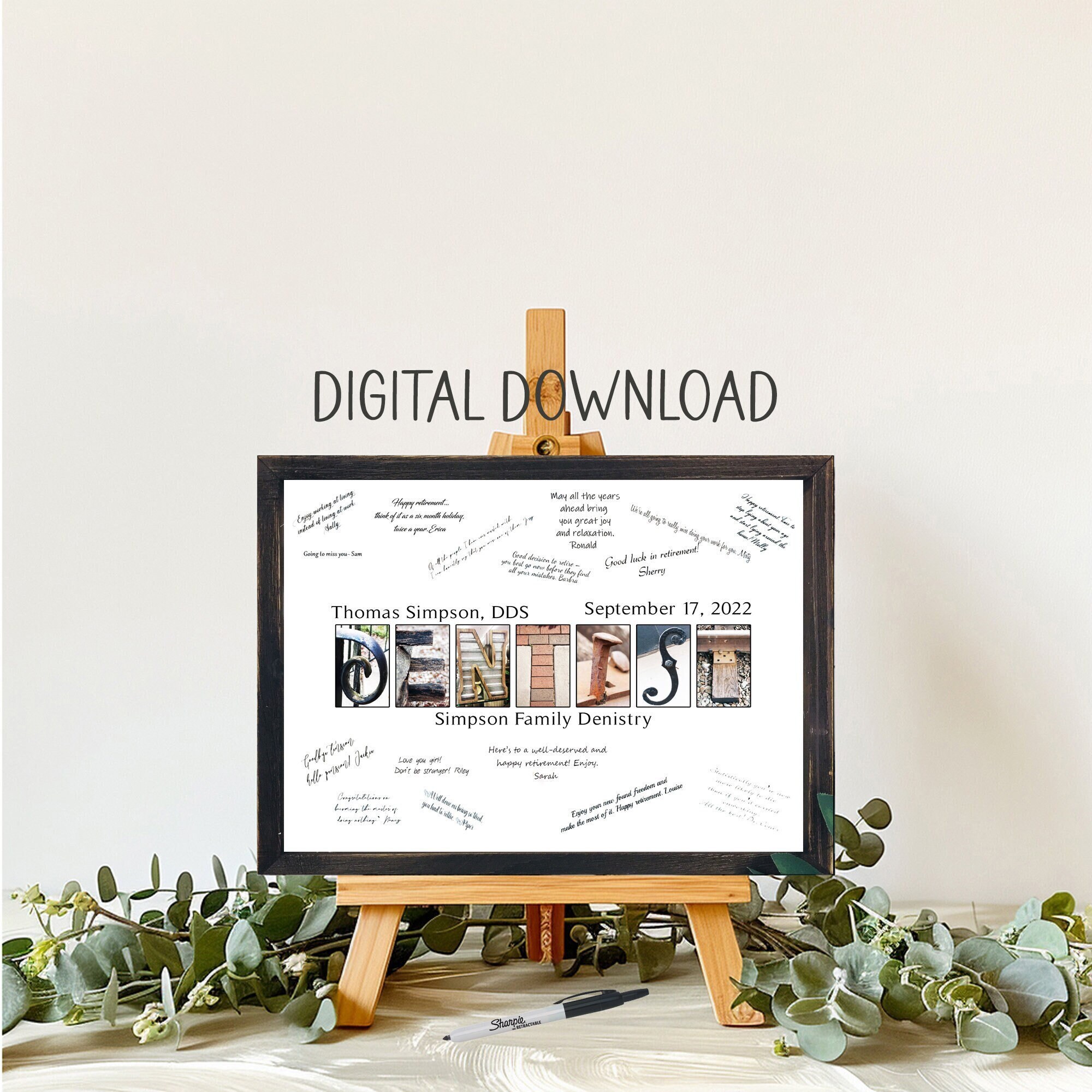 Digital Download, Dentist Personalized Signature Guest Book, Dental Graduation, Thank You Card, Gift From Coworkers, Dentist Farewell