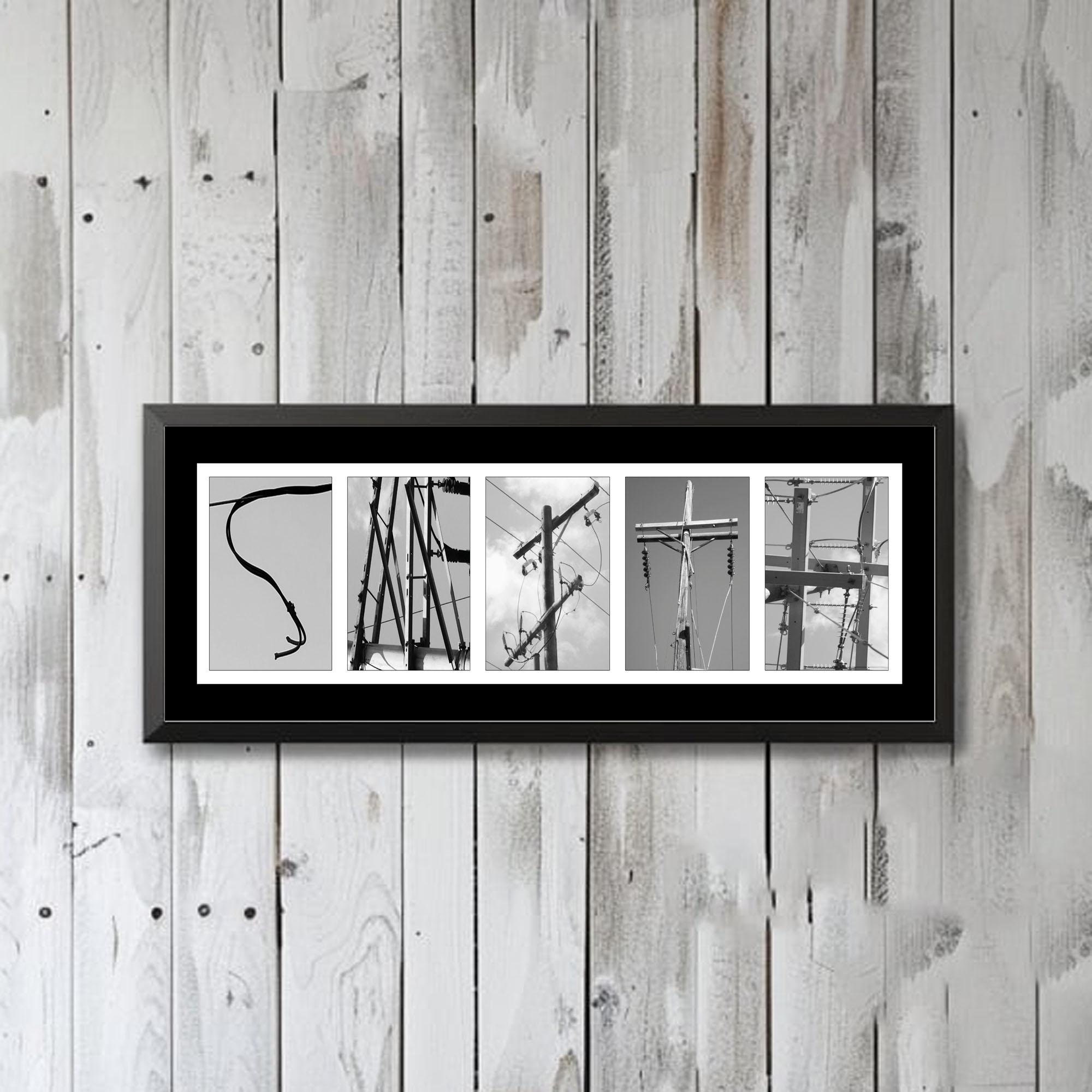 Lineman Personalized Black and White Last Name Letter Photography Sign, Custom Power Lineman Gift