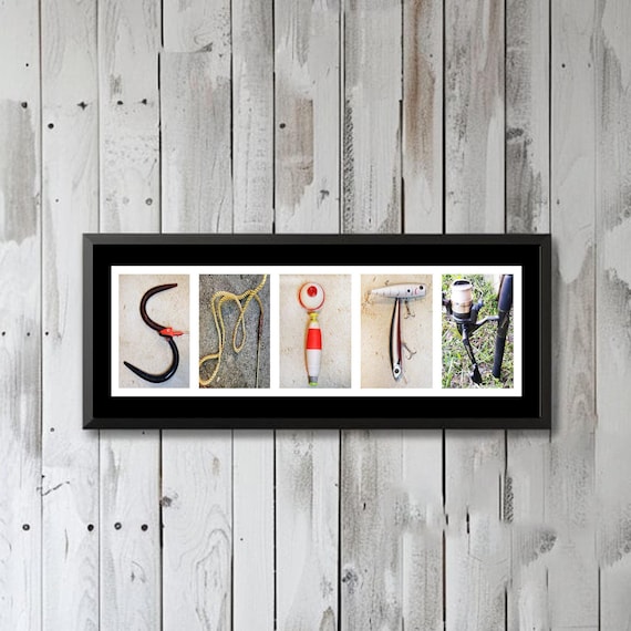 Personalized Fishing Name Art Sign, Fishing Gifts for Men, Fisherman Gift for Man Cave, Customized Last Name Sign For Him, Cabin Wall Decor