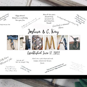Gun Enthusiast Unique Alternative Signature Guest Book, Wedding Table, Anniversary Party, Gun Art, Personalized Name image 4