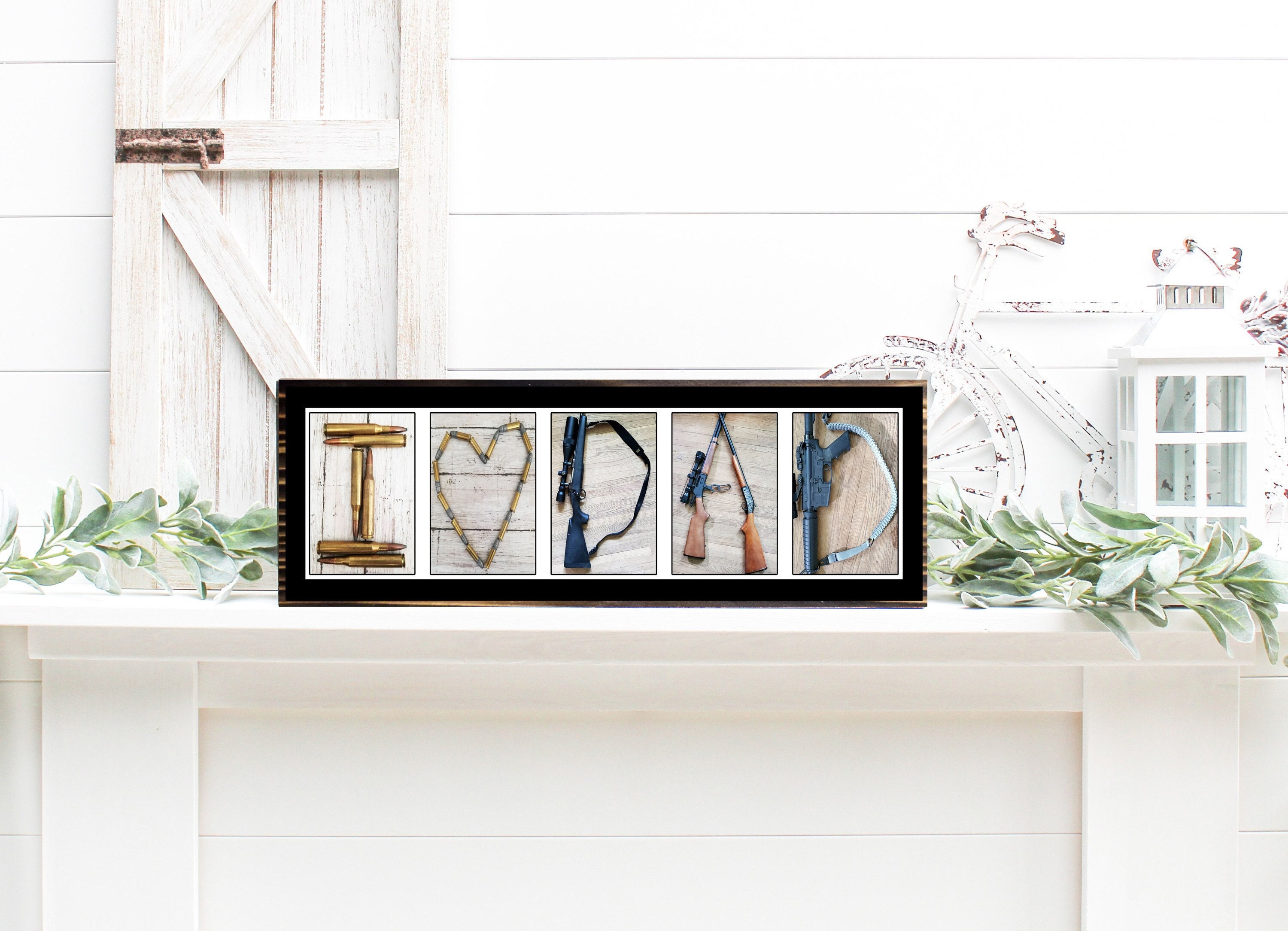 I Love Dad Gun Art Letter Photography Wood Sign, Gift For Gun Lover