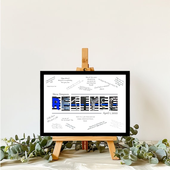 Police Officer Retirement Party Alternative Guest book, Thin Blue Line