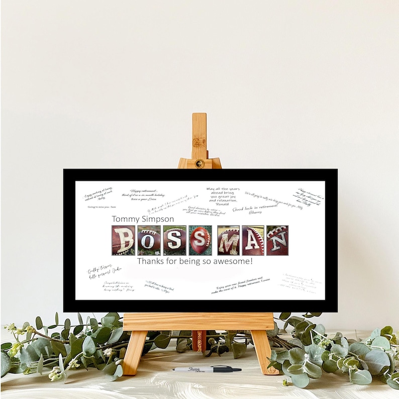 Personalized Football Boss Man Appreciation Signature Board, Boss's Day ...