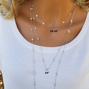Dainty Sterling Silver CZ Diamond by the Yard Necklace