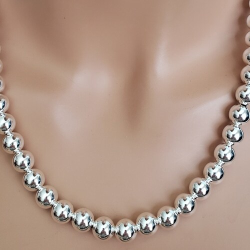 10mm Sterling Silver Bead Bracelet All 10mm Round Ball Silver Etsy