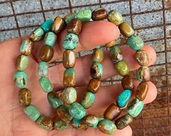 10mm Turquoise Bracelet, Stretch, Oval, Square, Green, Brown, Blue, Natural Colors, Chunky