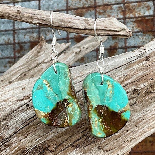 Sterling Silver Kingman Turquoise Handmade Earrings