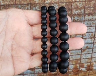 Matte Black Onyx Bracelet, Stretch, 8mm/10mm /12mm