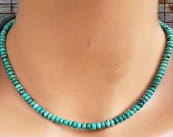 5mm Turquoise Necklace, Blue Green Turquoise Rondelle Necklace, Small Turquoise Necklace