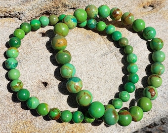 Lime Green Bracelet, 6mm / 8mm Lime Green Bracelet, Kingman Mojave Green Turquoise Bracelet