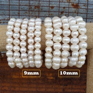 Large Genuine Pearl Bracelet, 9mm / 10mm Freshwater Pearl Bracelet, Stretch Freshwater Pearl Bracelet, Stretch Pearl Bracelet