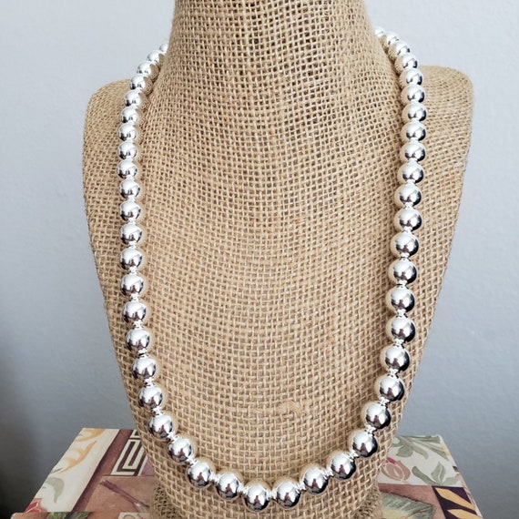 10mm Sterling Silver Bead Necklace 10mm 