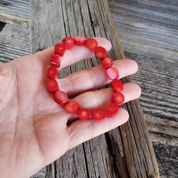 Buy Red Coral Bracelet Bohemian Beach Jewelry Natural Gemstone Bracelet  Handmade Gold Bracelet Tropical Surfer Girl Unique Jewelry for Women Online  in India - Etsy