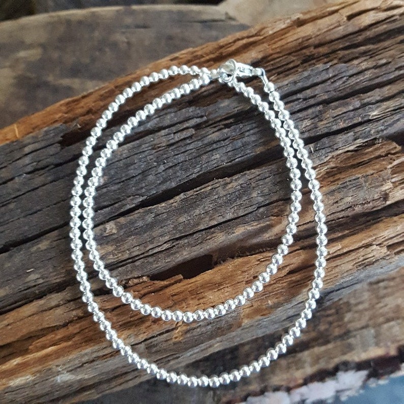 3mm Sterling Silver Bead Necklace 3mm Silver Choker Bead - Etsy