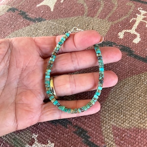 4mm Turquoise Heishi Bracelet: 925 Sterling Silver, Blue Green Brown image 7