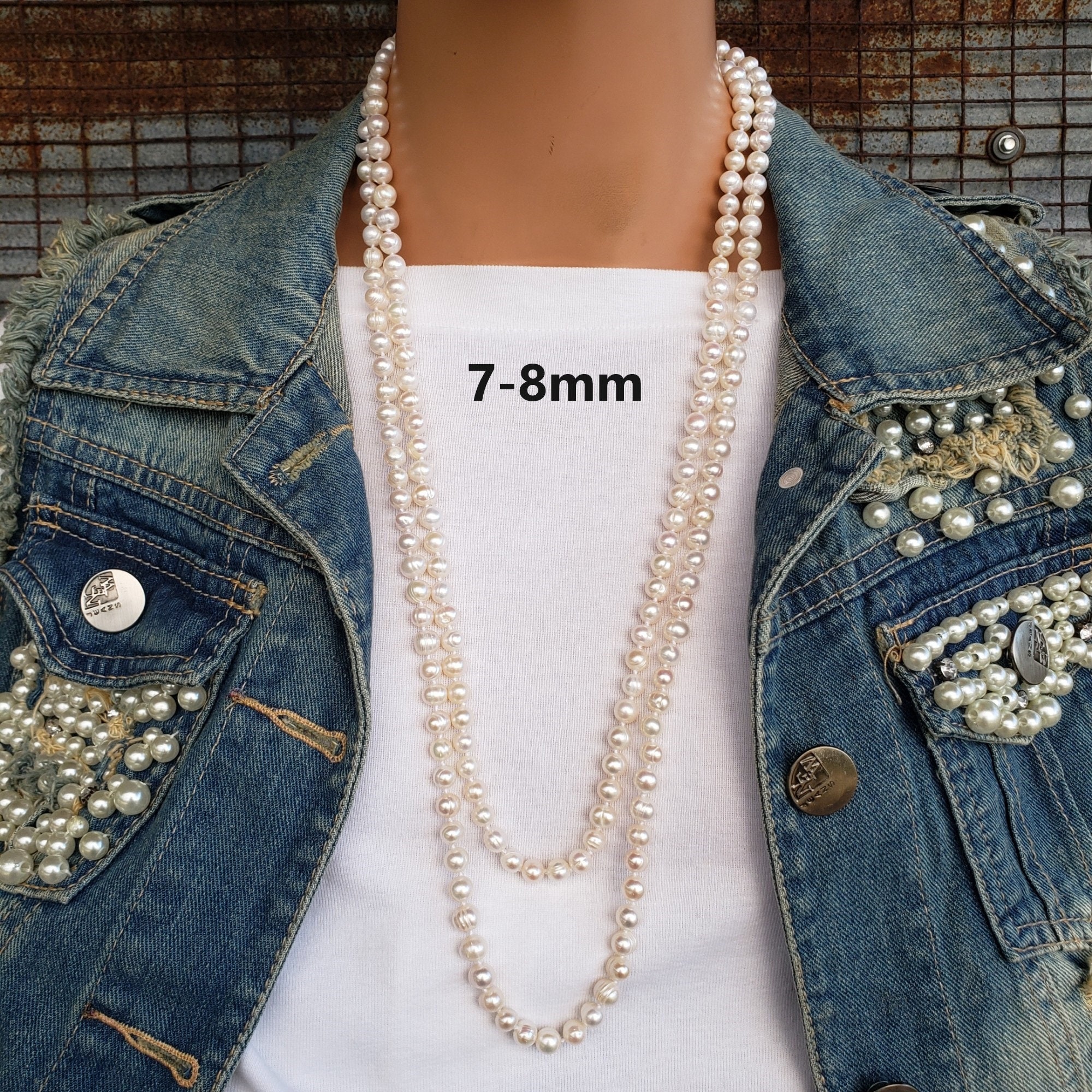 Large freshwater pearl necklace sale
