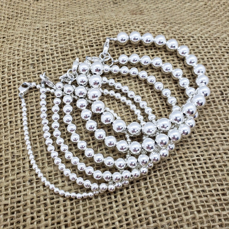 4mm Sterling Silver Bead Bracelet 4mm Small Silver Bead Etsy