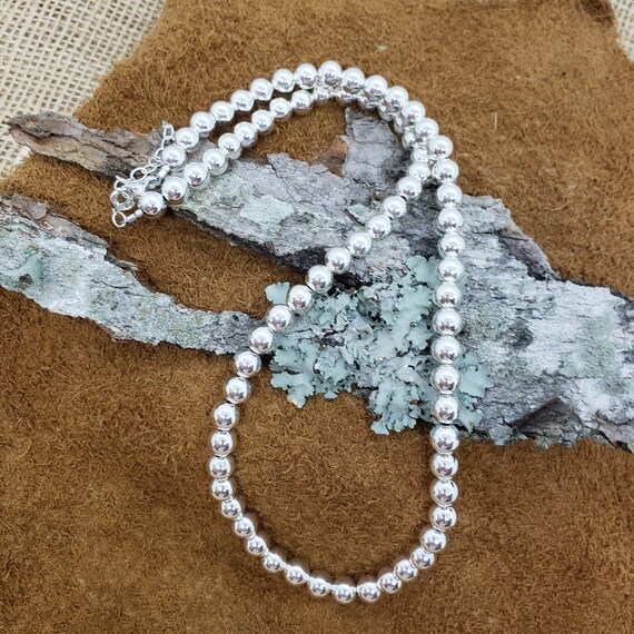 7mm Sterling Silver Bead Necklace, 7mm Silver Necklace Bead 7mm Sterling Silver Bead Necklace, 7mm Silver Necklace Bead