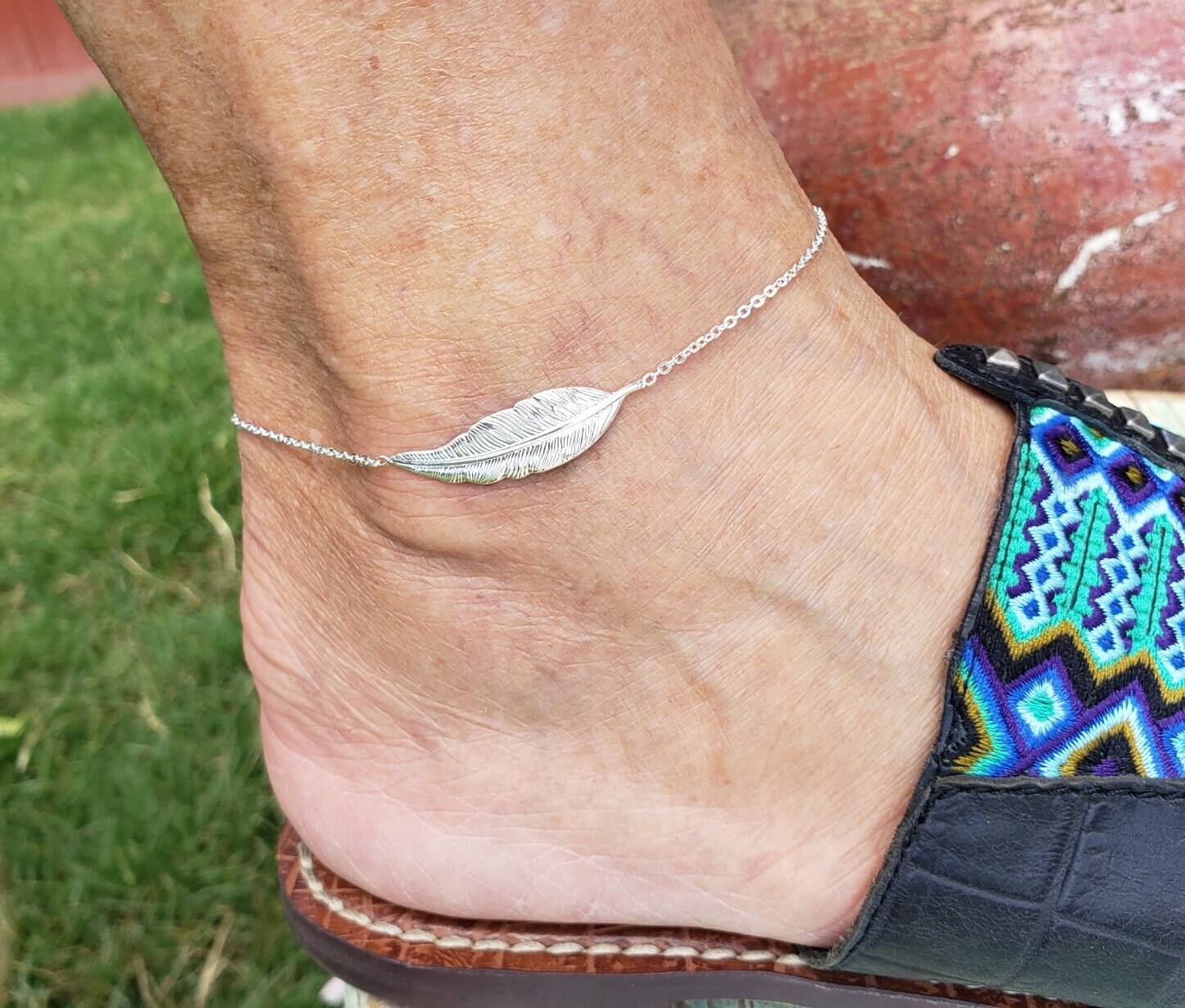 Feather Sterling Silver Anklet Small Feather Sterling Silver Ankle