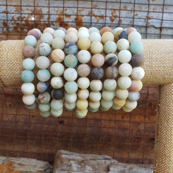 10mm Matte Amazonite Bracelet Stretch Matte Amazonite Etsy Ireland