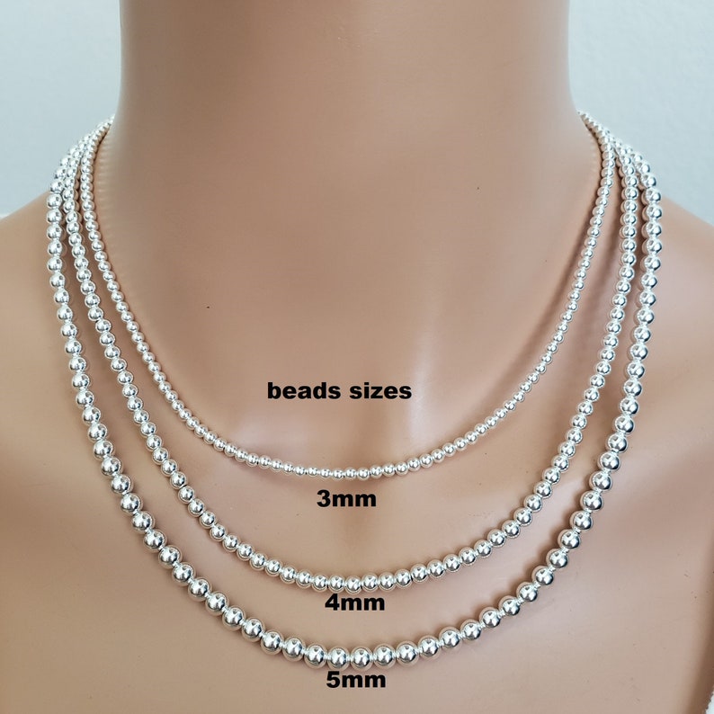 4mm Sterling Silver Bead Necklace 4mm Silver Bead Choker Etsy Israel