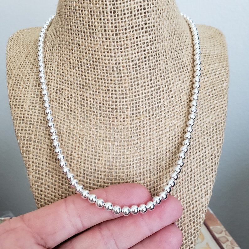 5mm Sterling Silver Bead Necklace 5mm Sterling Bead Necklace Etsy