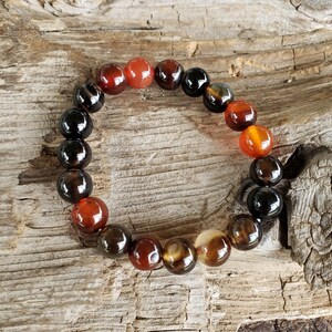 Sardonyx Bracelet, Stretch Sardonyx Bracelet, 10mm Sardonyx Bracelet, Brown Black Stretch Bracelet image 7