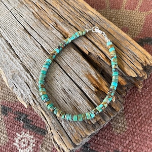 4mm Turquoise Heishi Bracelet: 925 Sterling Silver, Blue Green Brown image 4